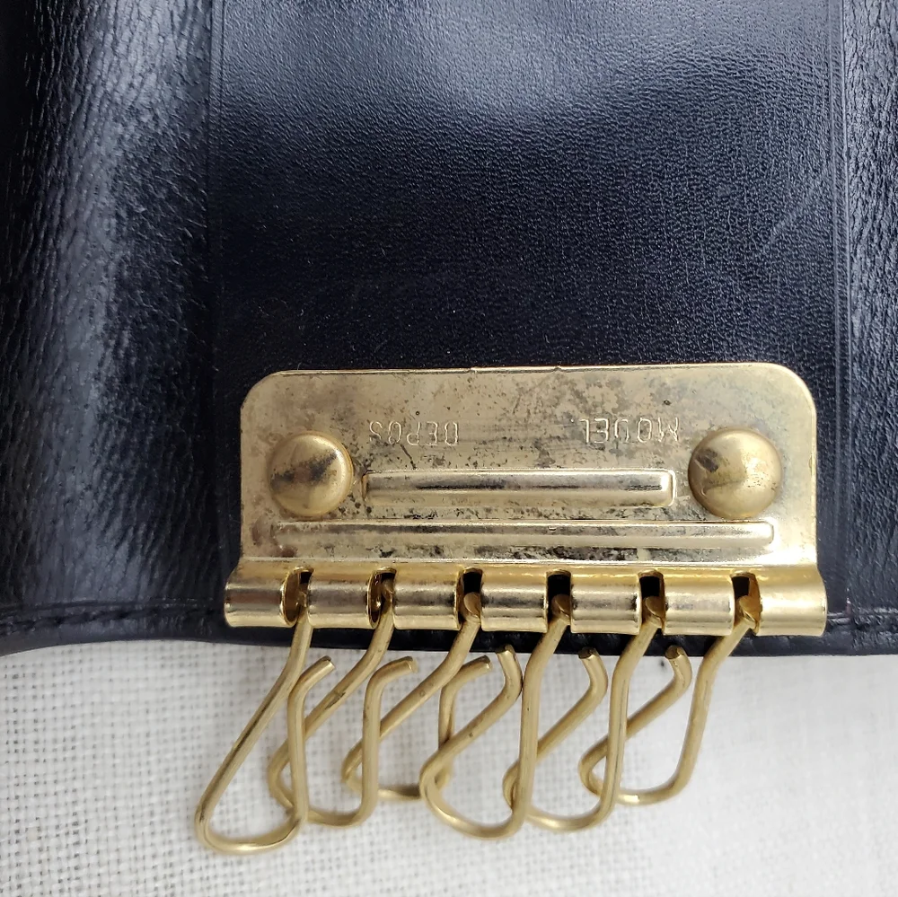 Mark Cross 1845 Leather Key Case Black and Brass Key Holder
